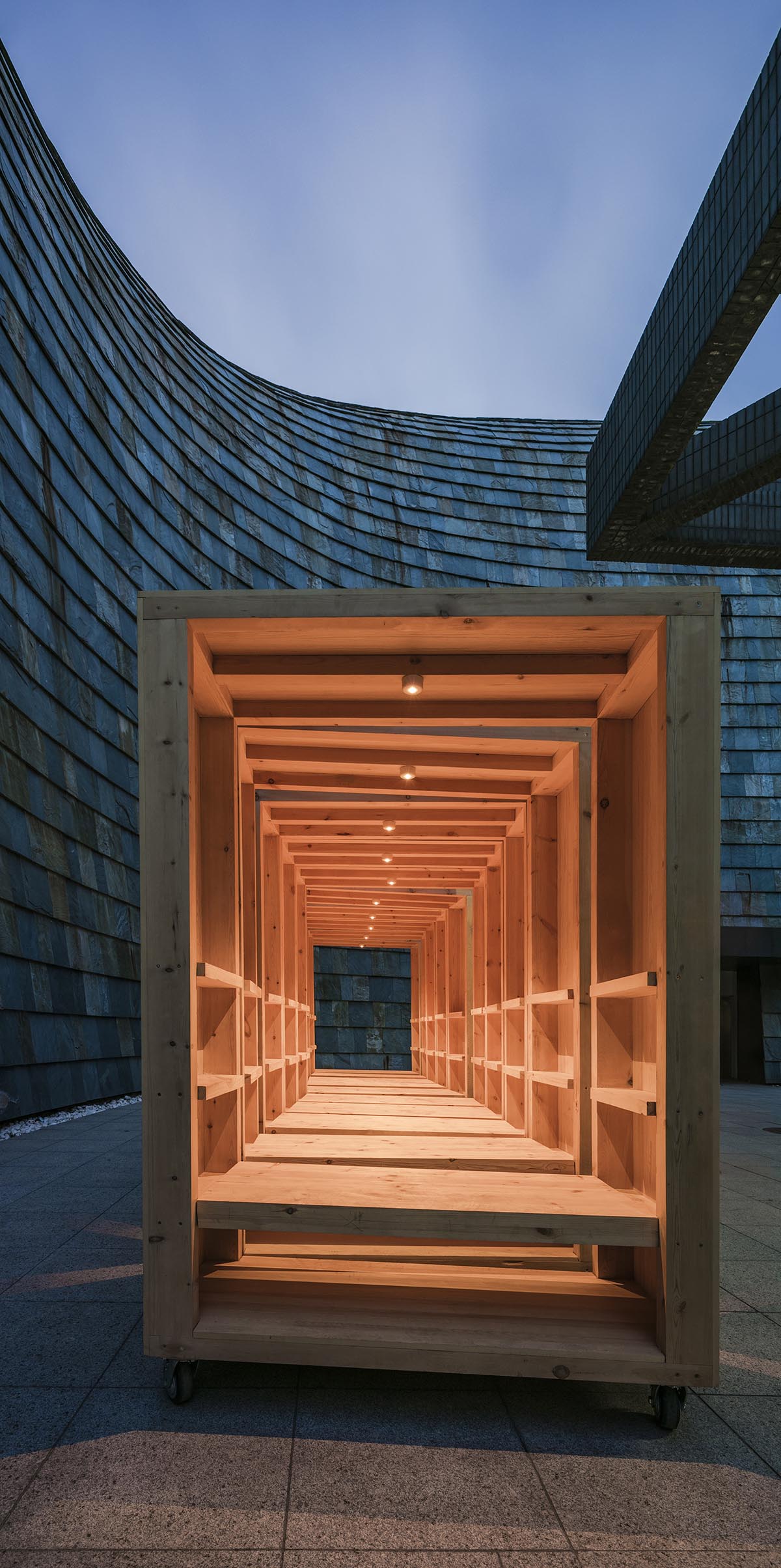 CAFAarchStudio10’s students designed seven installations creating personalized forms with wood