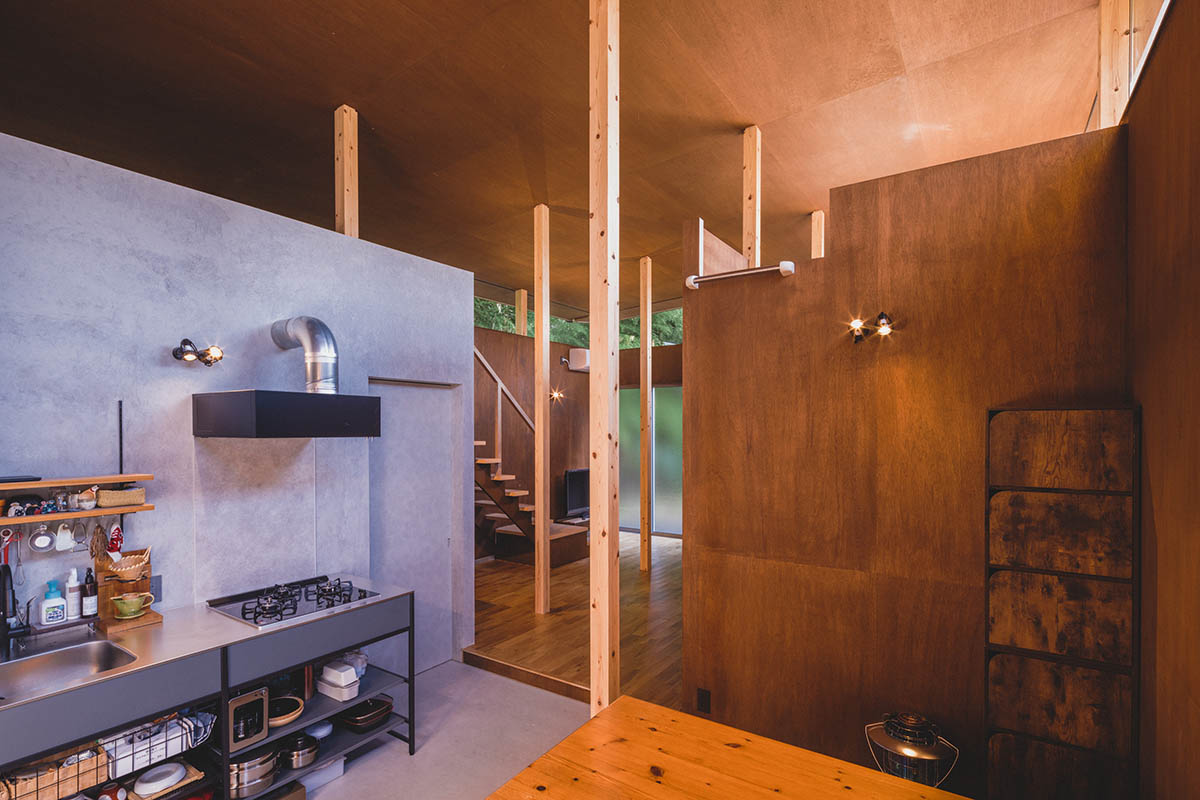 IGArchitects creates two-family house around a forest of wooden pillars in Japan 