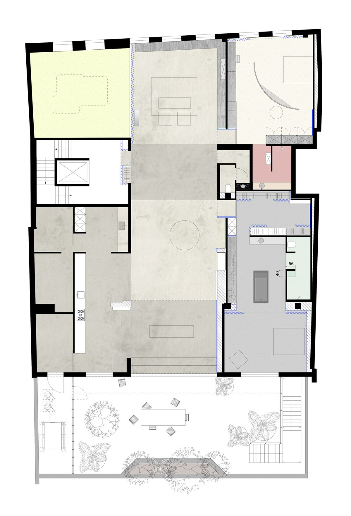 Light green, grey tones and mirrored surfaces dominate interiors of an apartment by Atelier Dialect