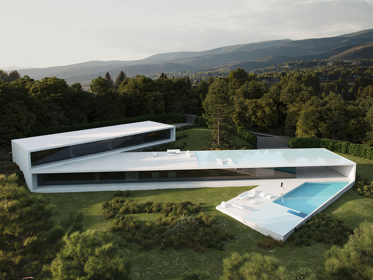 Fran Sylvester Architects diseñó Villa 95 con bloques modificados para ampliar las vistas en España.
