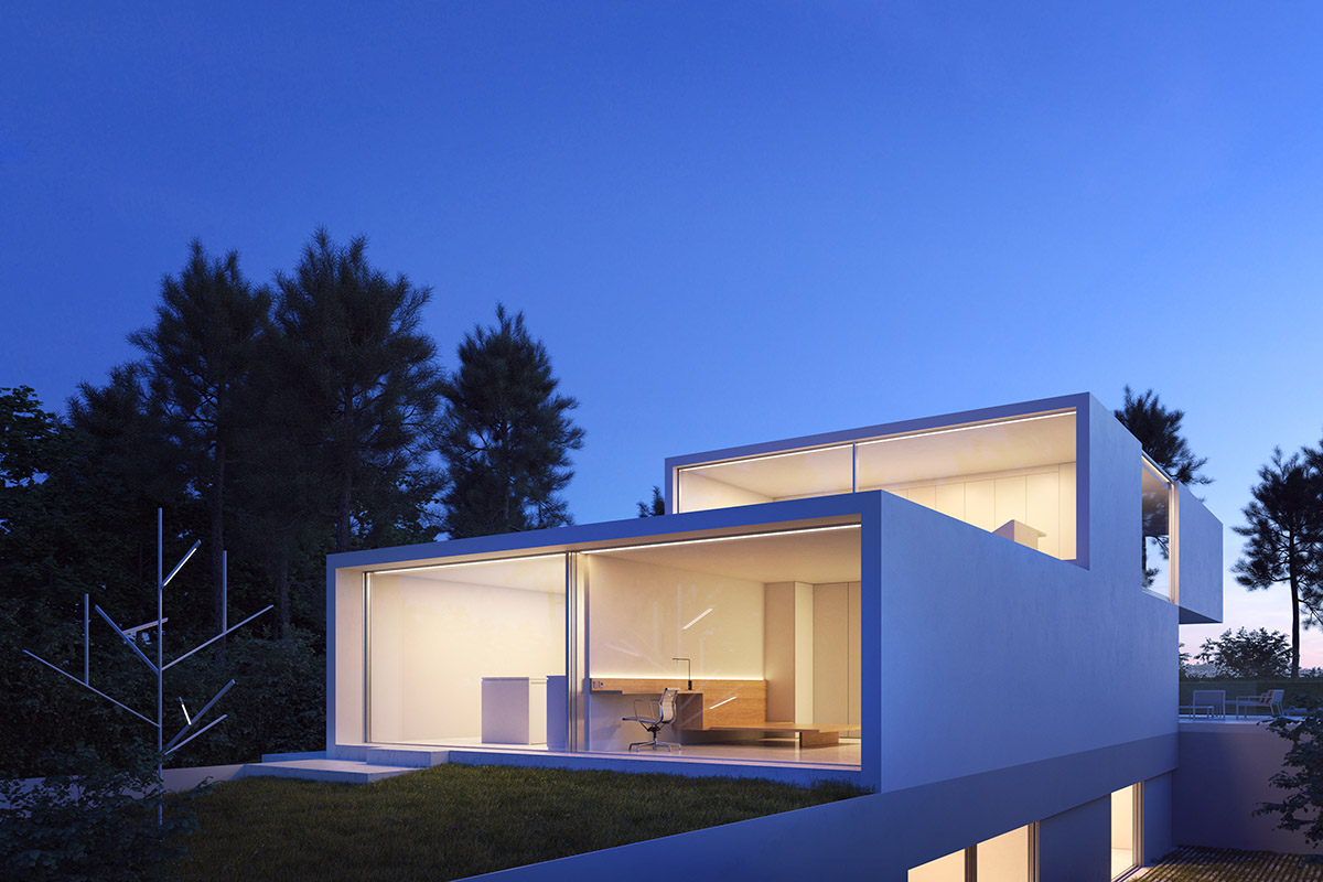 Fran Silvestre Arquitectos' new residence features giant shaded terrace in a golf course of Girona