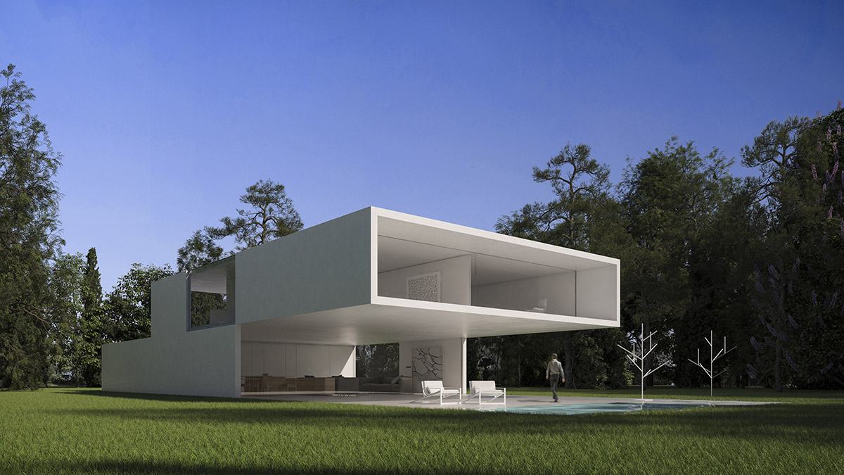 Fran Silvestre Arquitectos' new residence features giant shaded terrace in a golf course of Girona