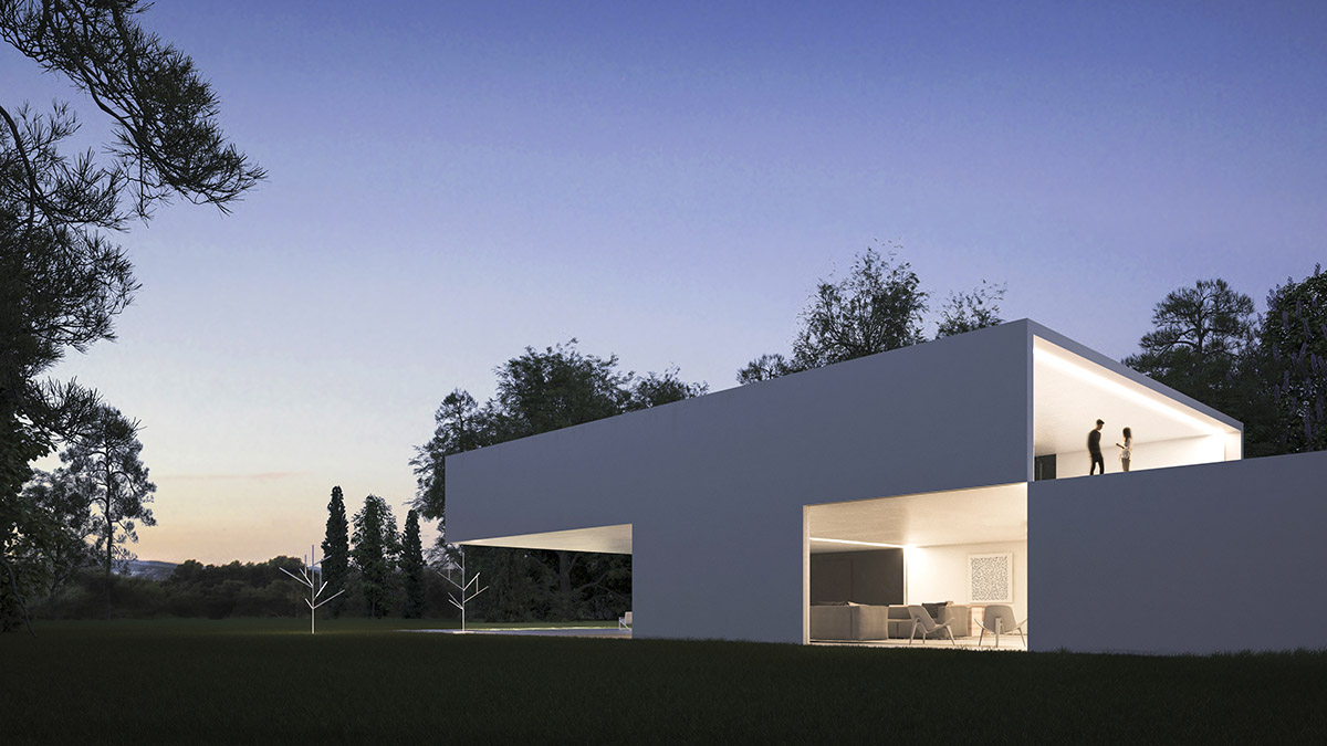 Fran Silvestre Arquitectos' new residence features giant shaded terrace in a golf course of Girona