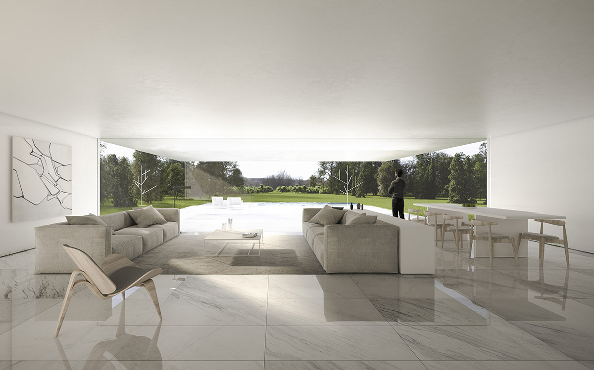 Fran Silvestre Arquitectos' new residence features giant shaded terrace in a golf course of Girona