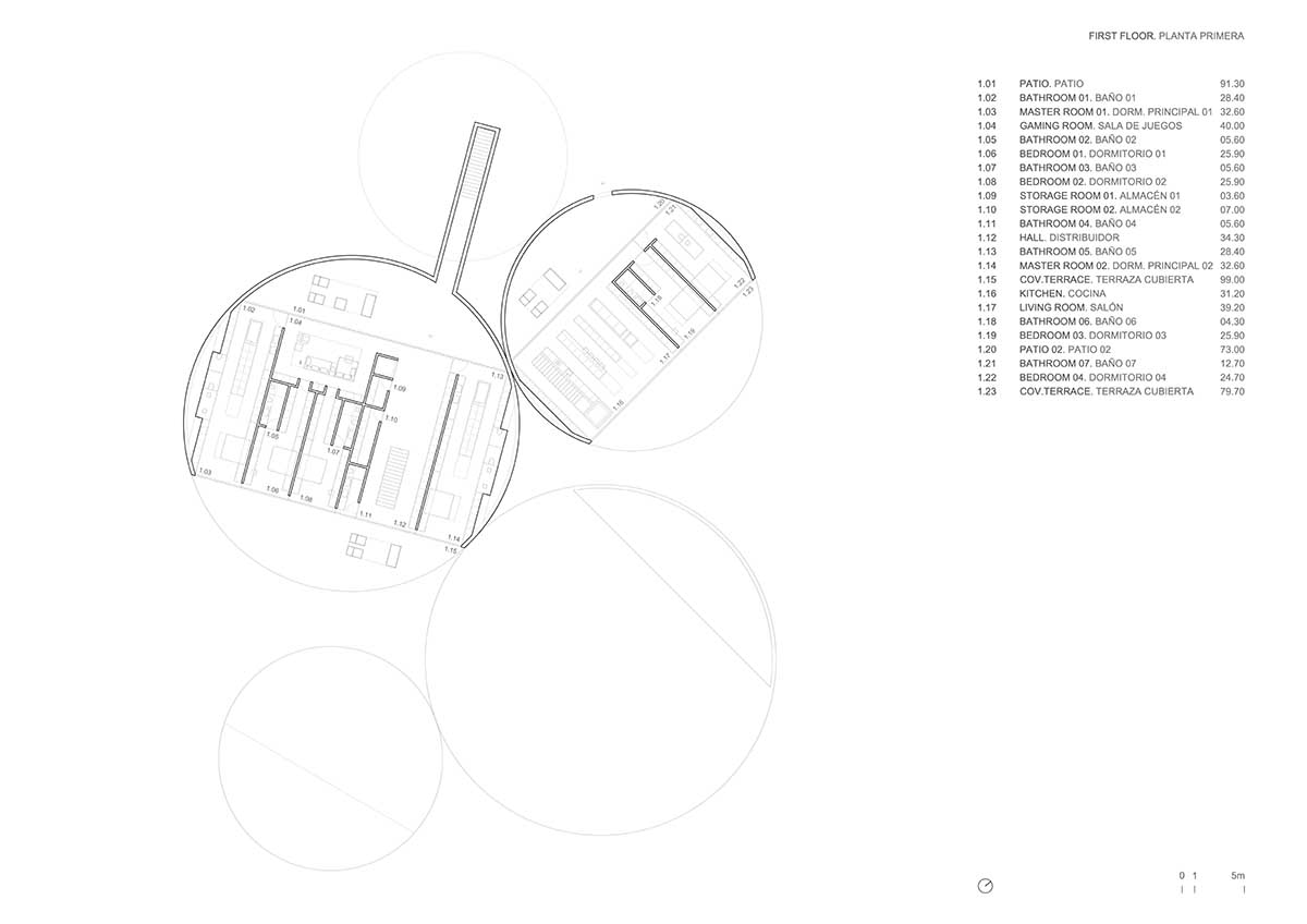 Three circular volumes create Villa Noon in Sotogrande designed by Fran Silvestre Arquitectos