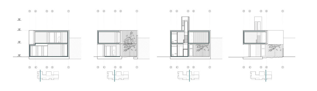 White cubic volumes combined with inward system of patios to create zero-energy Port Operations HQ