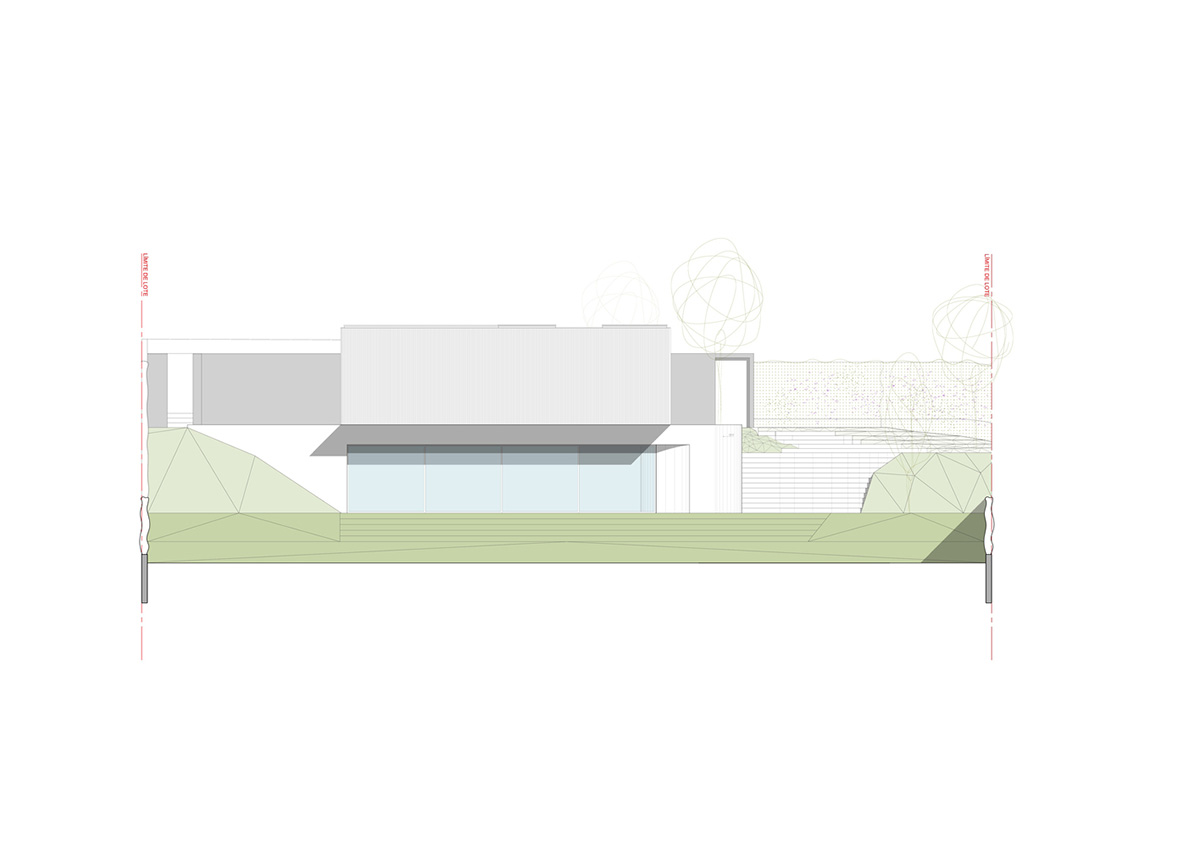 Large semi-buried social space creates a rustic and organic feeling under wooden volume built in Peru