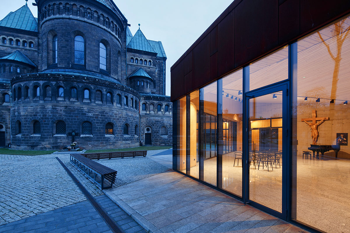 Medusa Group completes corten-clad cultural-educational center and rosary garden in Bytom