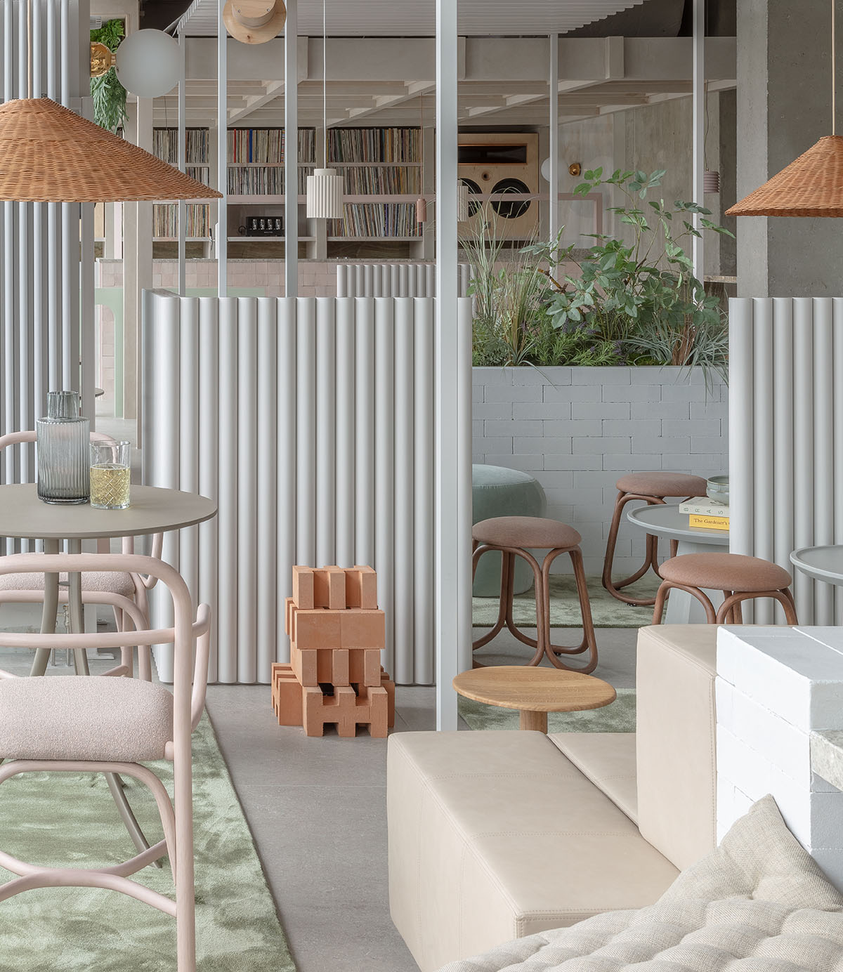 Hotel interior by Grzywinski + Pons creates order in chaos with objects, materials, and furnitures
