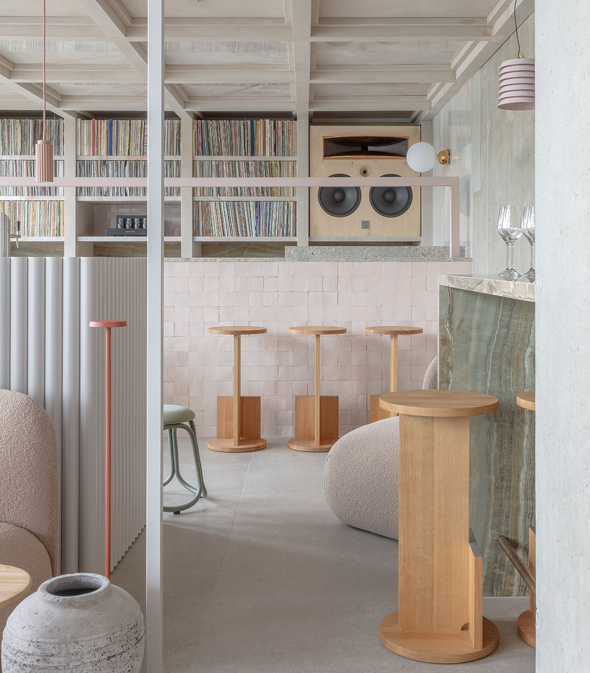 Hotel interior by Grzywinski + Pons creates order in chaos with objects, materials, and furnitures