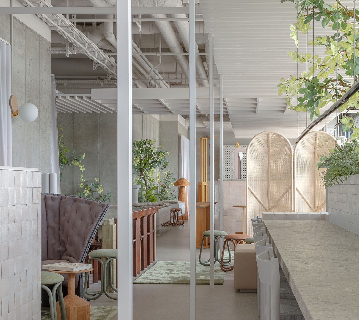 Hotel interior by Grzywinski + Pons creates order in chaos with objects, materials, and furnitures