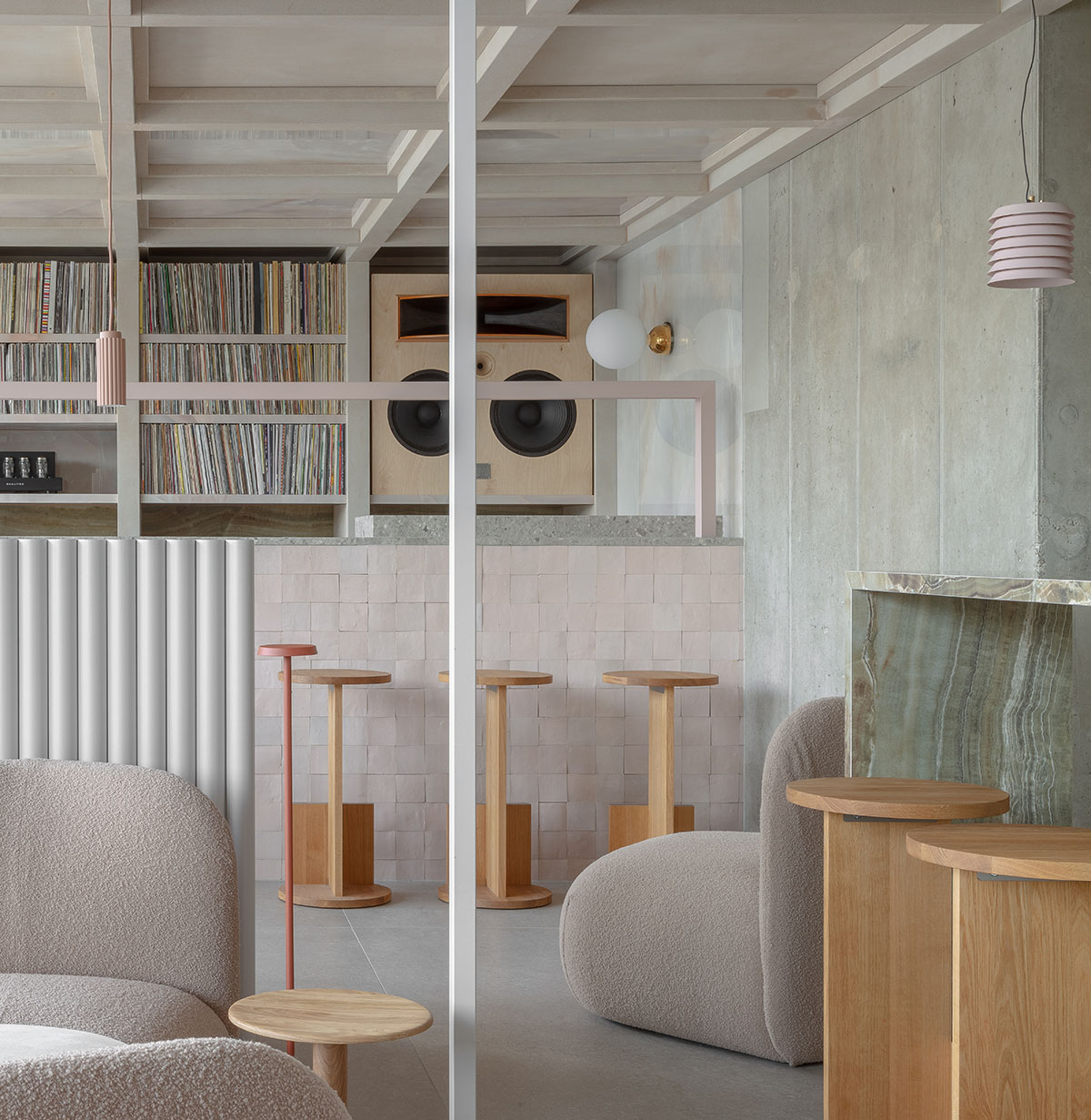Hotel interior by Grzywinski + Pons creates order in chaos with objects, materials, and furnitures