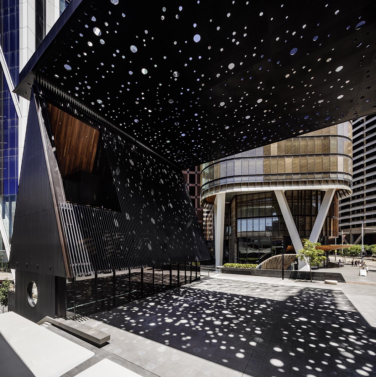 Adjaye Associates and Daniel Boyd add black porous canopy to Sydney Plaza 