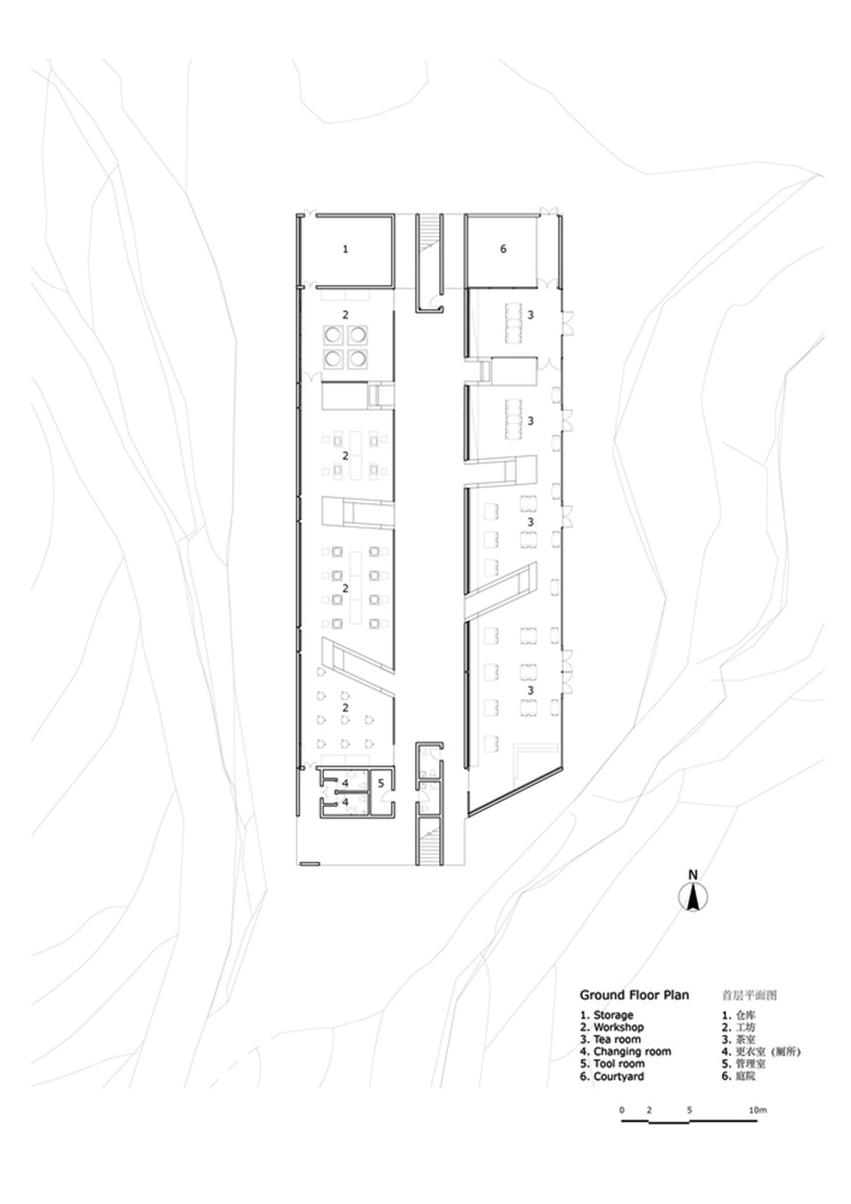 Eight diagonal light tubes are protruding from tea house to grasp prolonged sunlight hours by DnA