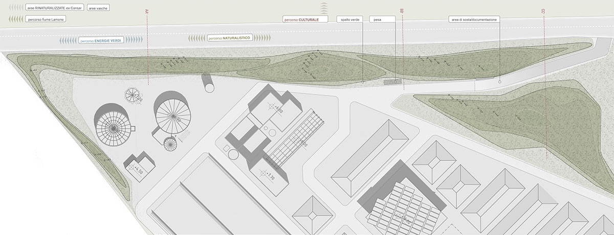 Large triangular surfaces camouflage this bioenergy power plant designed by Giovanni Vaccarini