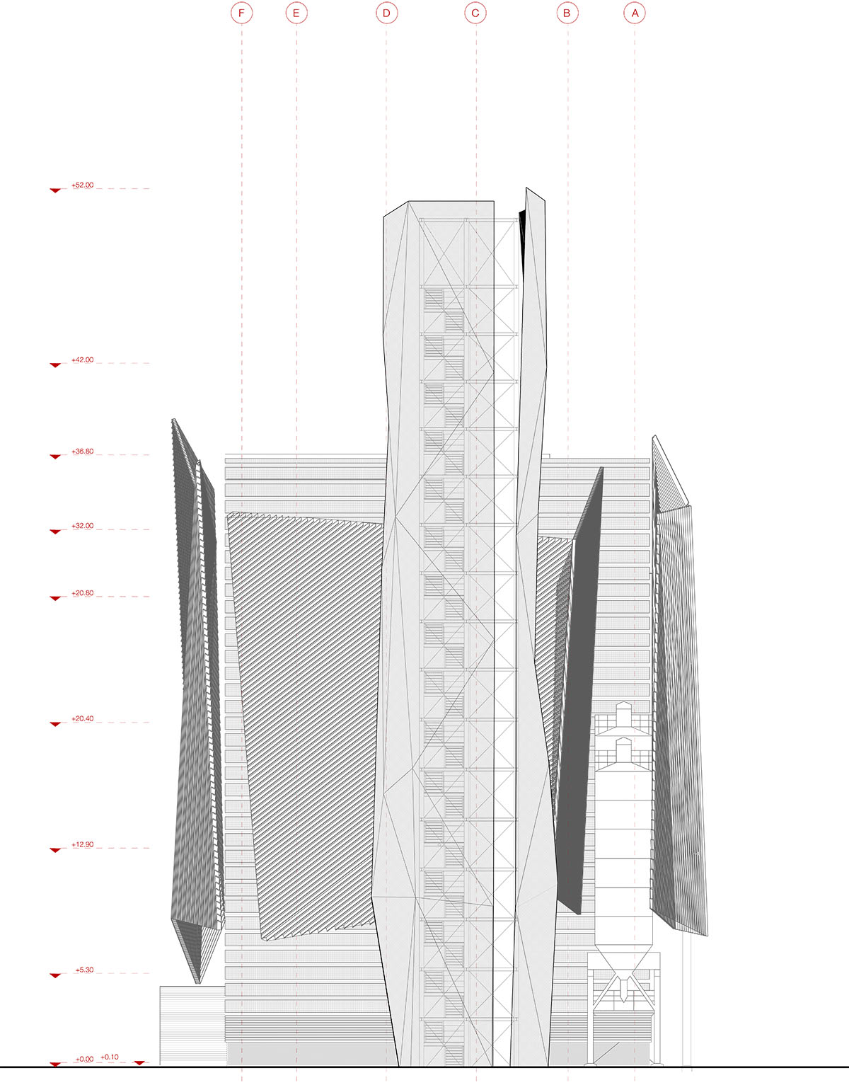 Large triangular surfaces camouflage this bioenergy power plant designed by Giovanni Vaccarini