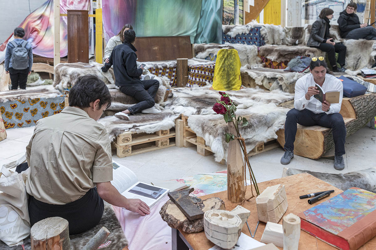 Nordic Countries Pavilion unfolds nomadic Sámi library as a social space at Venice Biennale