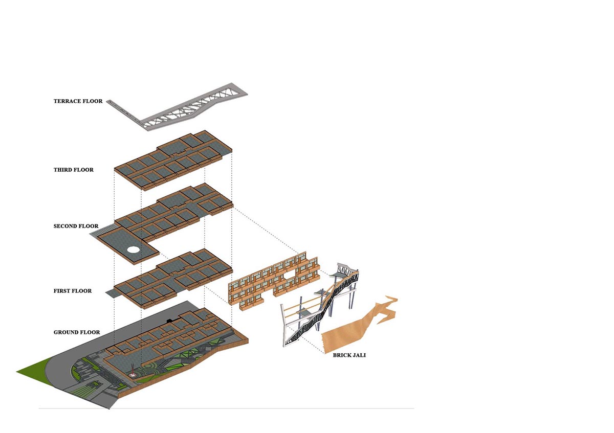 Zero Energy Design Lab built girls' hostel featuring free-standing façade in Gurugram, India
