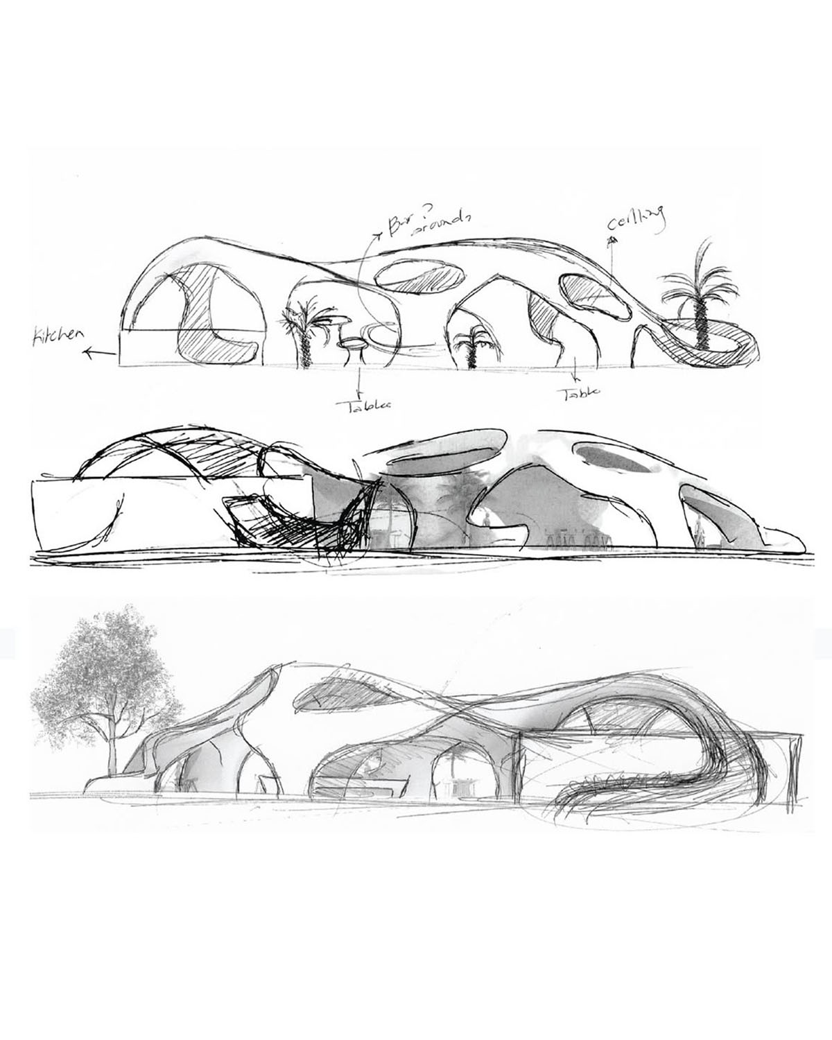 Badie Architects imagines Esca Playa restaurant as a continuous concrete shell in a desert 