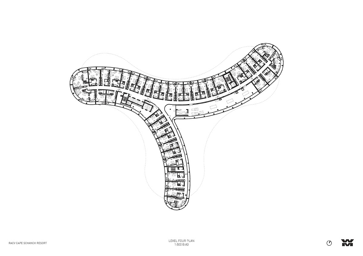 Wood Marsh completes sinuous resort anchored on hand-built locally sourced stone plinth in Australia