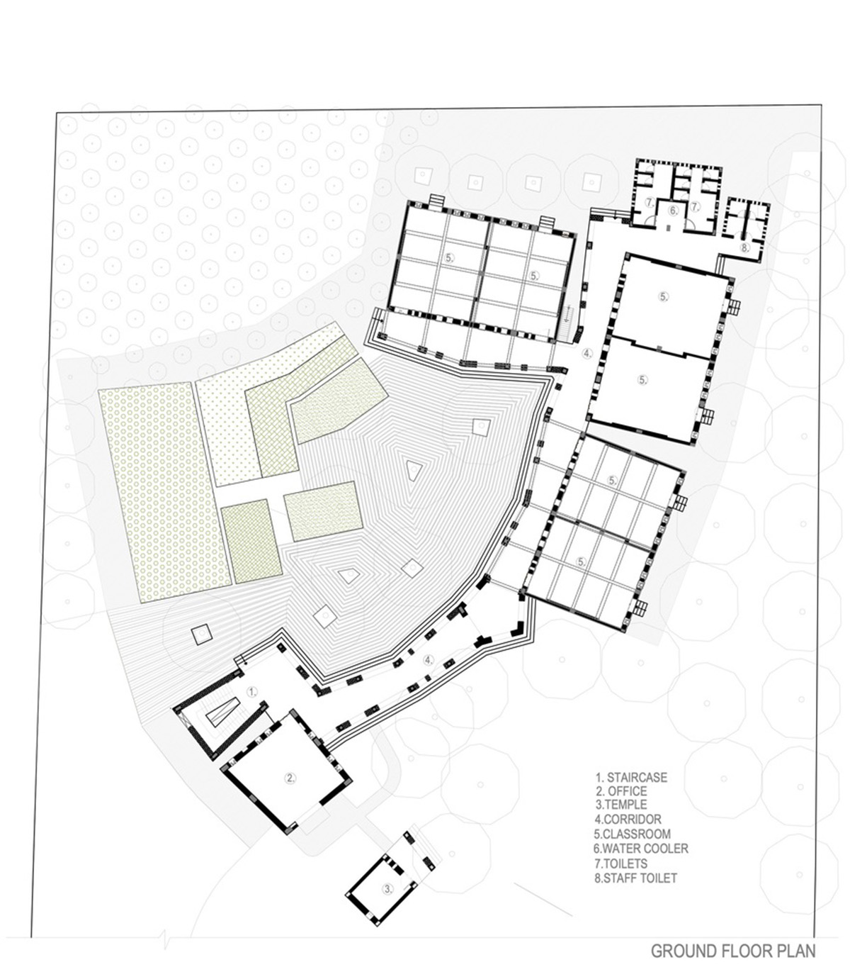 A school built from tilted brick vaults evoke a child's freedom in India