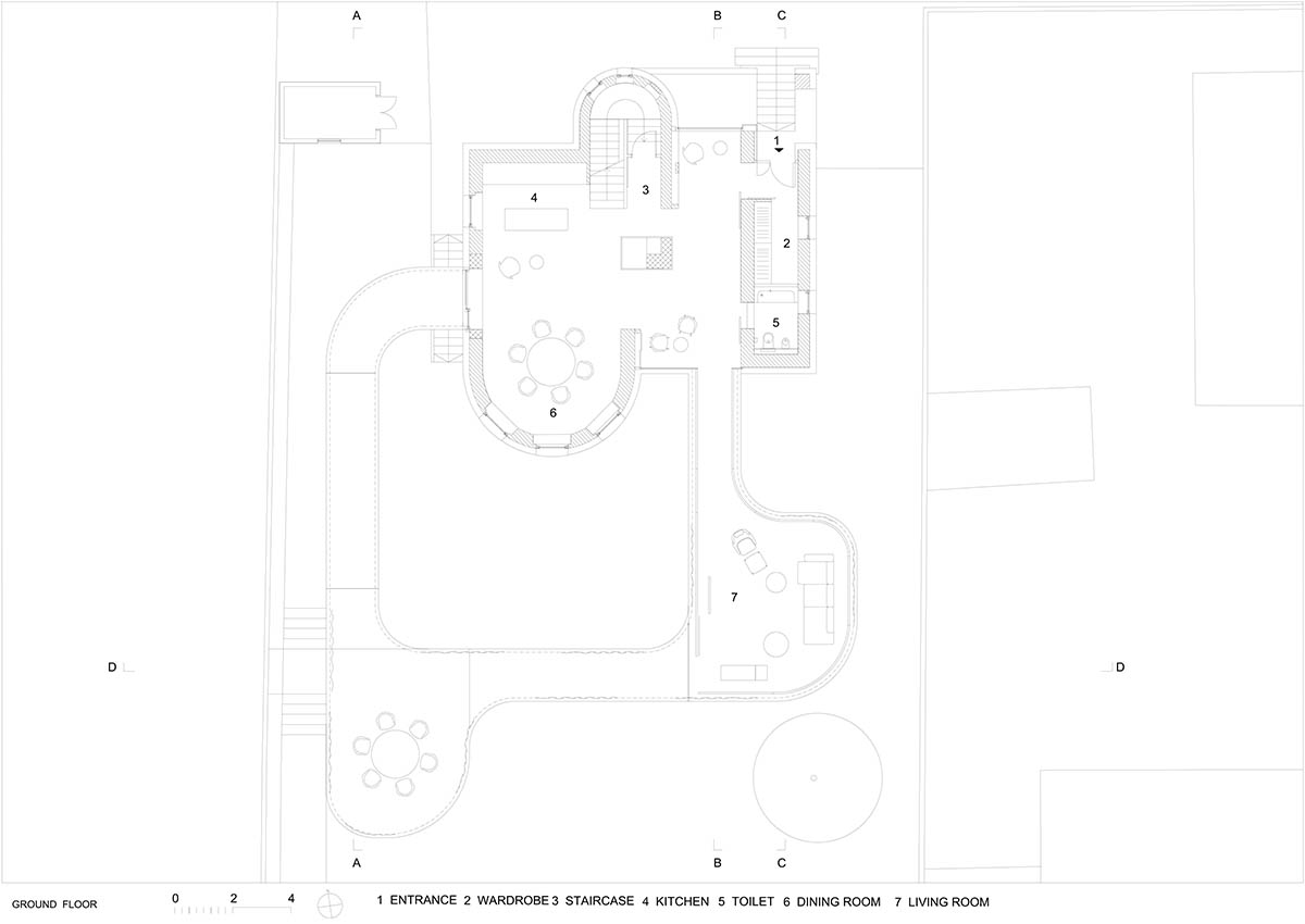OFIS Architects renovates 1930s house with colonnaded and sloped pavilion in Slovenia 