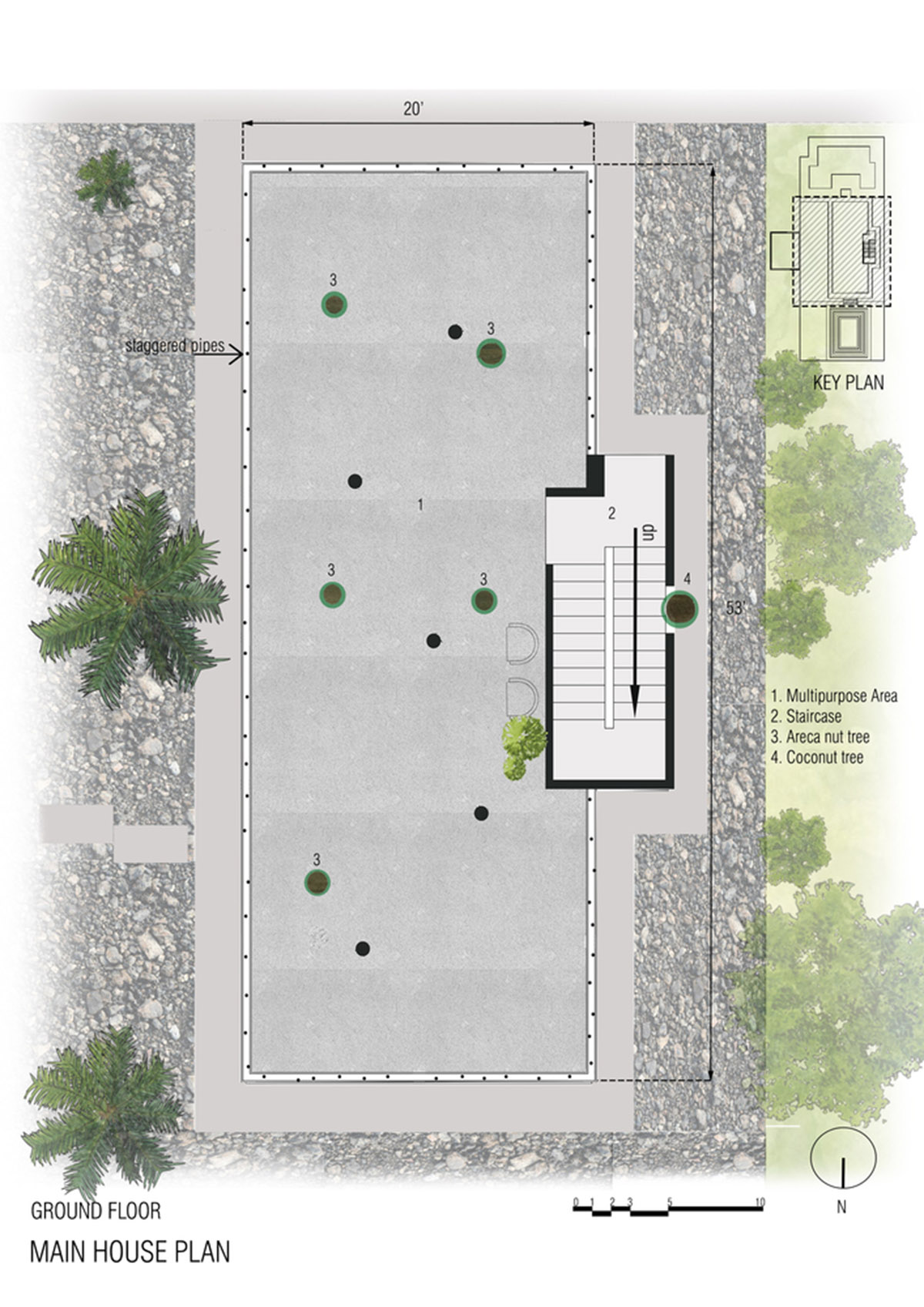 Parallax designs black weekend house raised on slender stilts within coconut trees in Bangalore