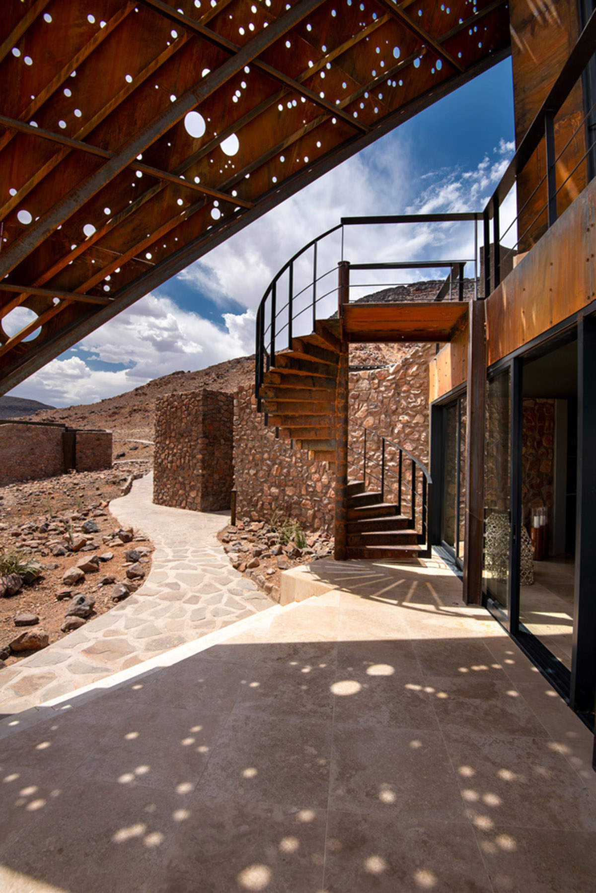Fox Browne Creative and Jack Alexander design pavilion-like steel lodges on a desert of Namibia
