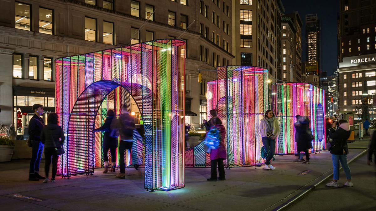 Hou de Sousa created a kaleidoscopic installation that filters light with vibrant hues in New York