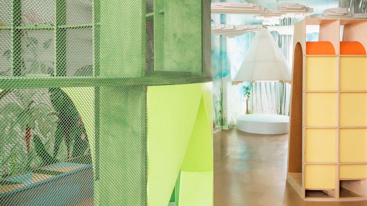 Architensions uses abstract elements of nature for children's playground made of plywood structures