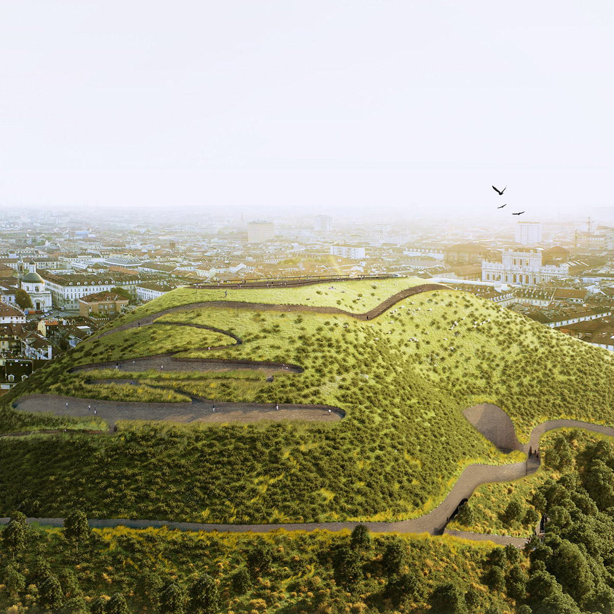 Angelo Renna created artificial sponge mountain to absorb CO2 in Turin