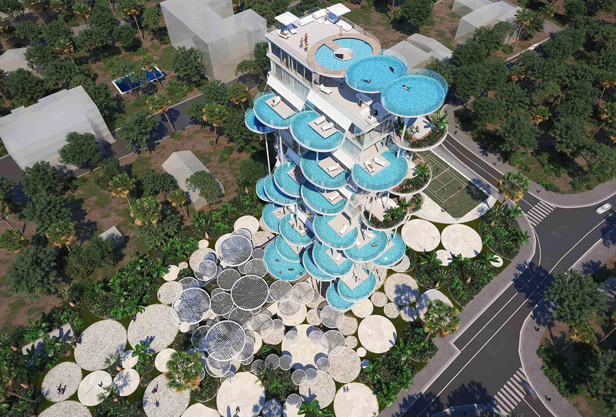 Hamonic+Masson & Associ&eacute;s Wraps Its New Residential Tower With Patelliform Pool Terraces In Cyprus