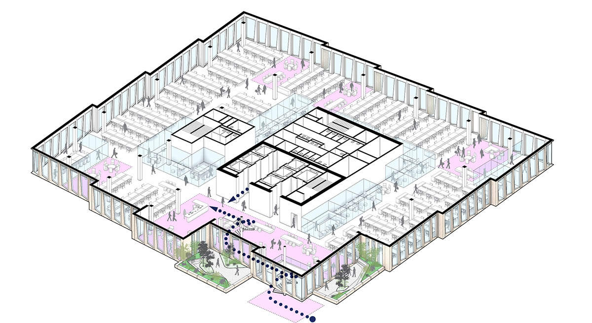 Basalt rock formations in California inform a new support center by Henning Larsen