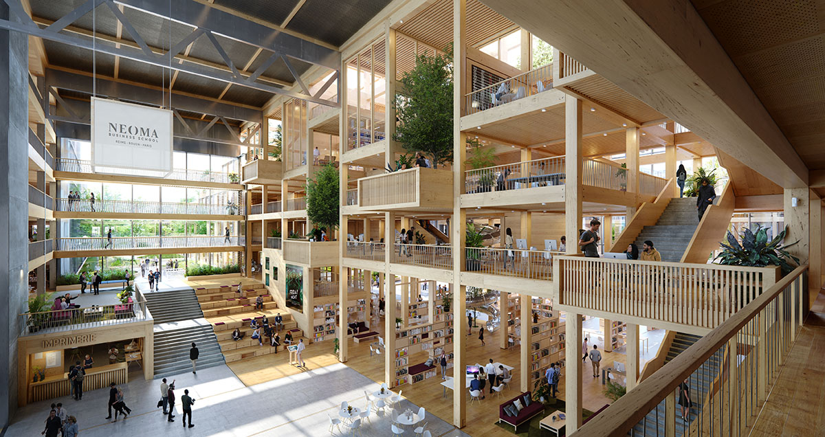 Хеннинг Ларсен и Патриарх представляют проект деревянной французской бизнес-школы в Реймсе 