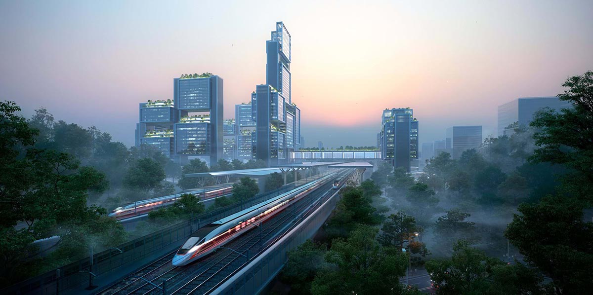 Foster + Partners designs new transport oriented development Guangming Hub in China