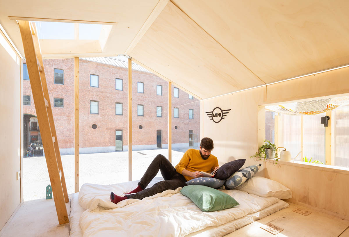 MYCC combines timber and polycarbonate for this multi-floor temporary pavilion in Madrid