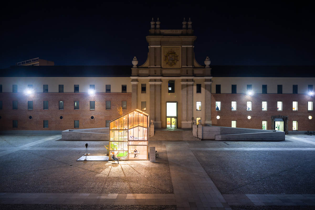 MYCC combines timber and polycarbonate for this multi-floor temporary pavilion in Madrid