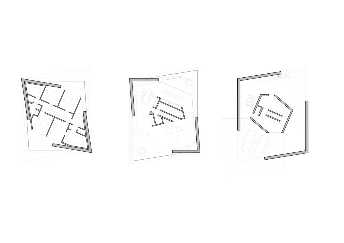 Belgian house by GRAUX & BAEYENS Architecten features asymmetrical angled concrete canopies