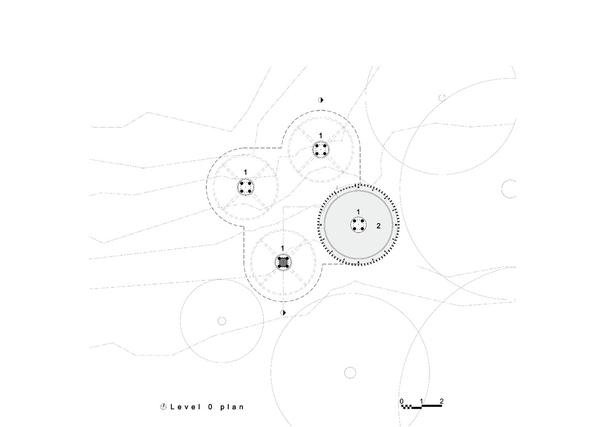 Circular tree house is raised over slender stilts to dominate the forest in every direction