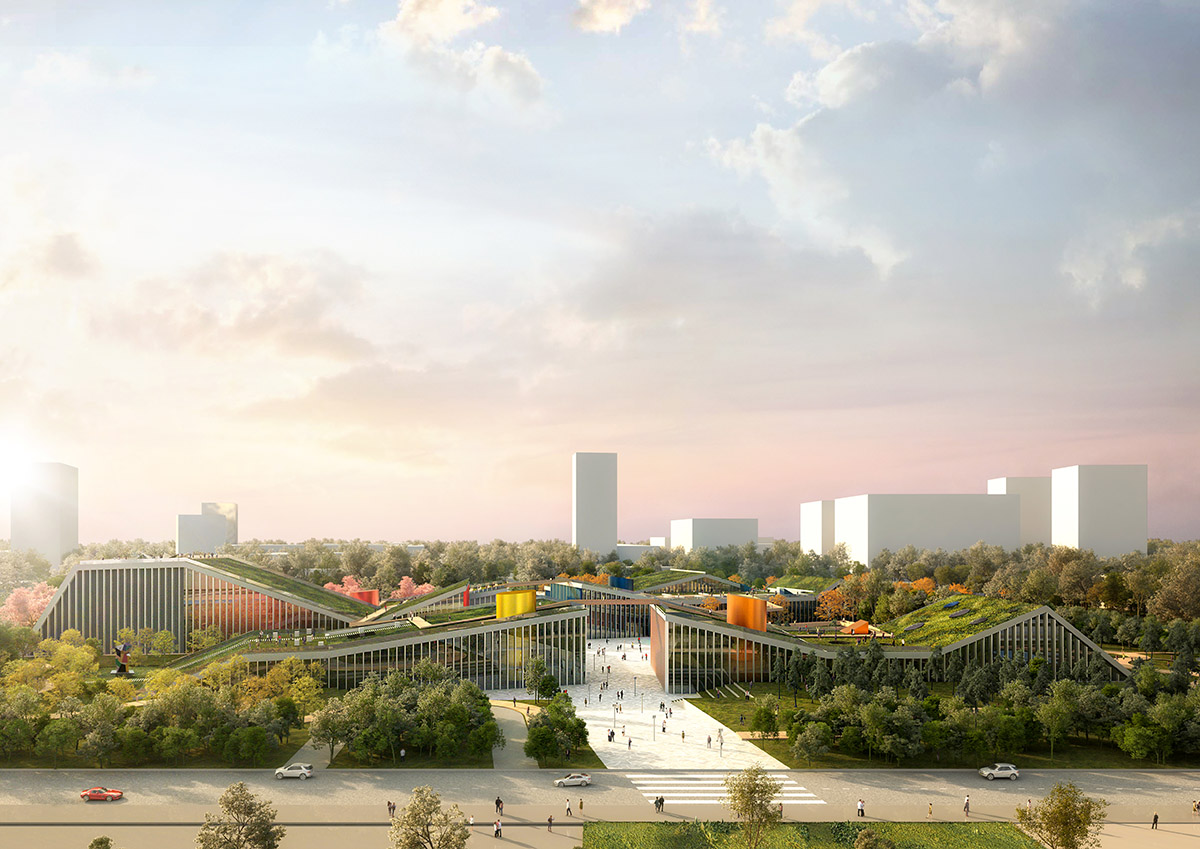 MVRDV’s Zhangjiang Future Park features undulating green roofs and flying pedestrian bridges