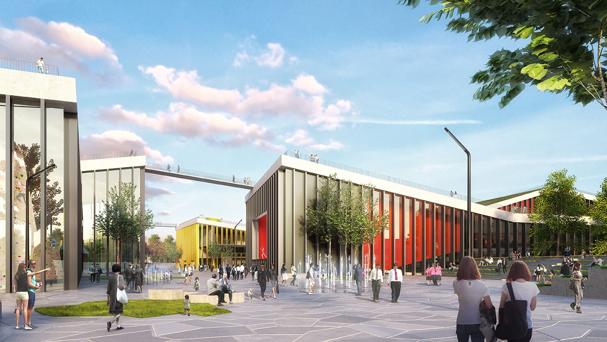 MVRDV’s Zhangjiang Future Park features undulating green roofs and flying pedestrian bridges