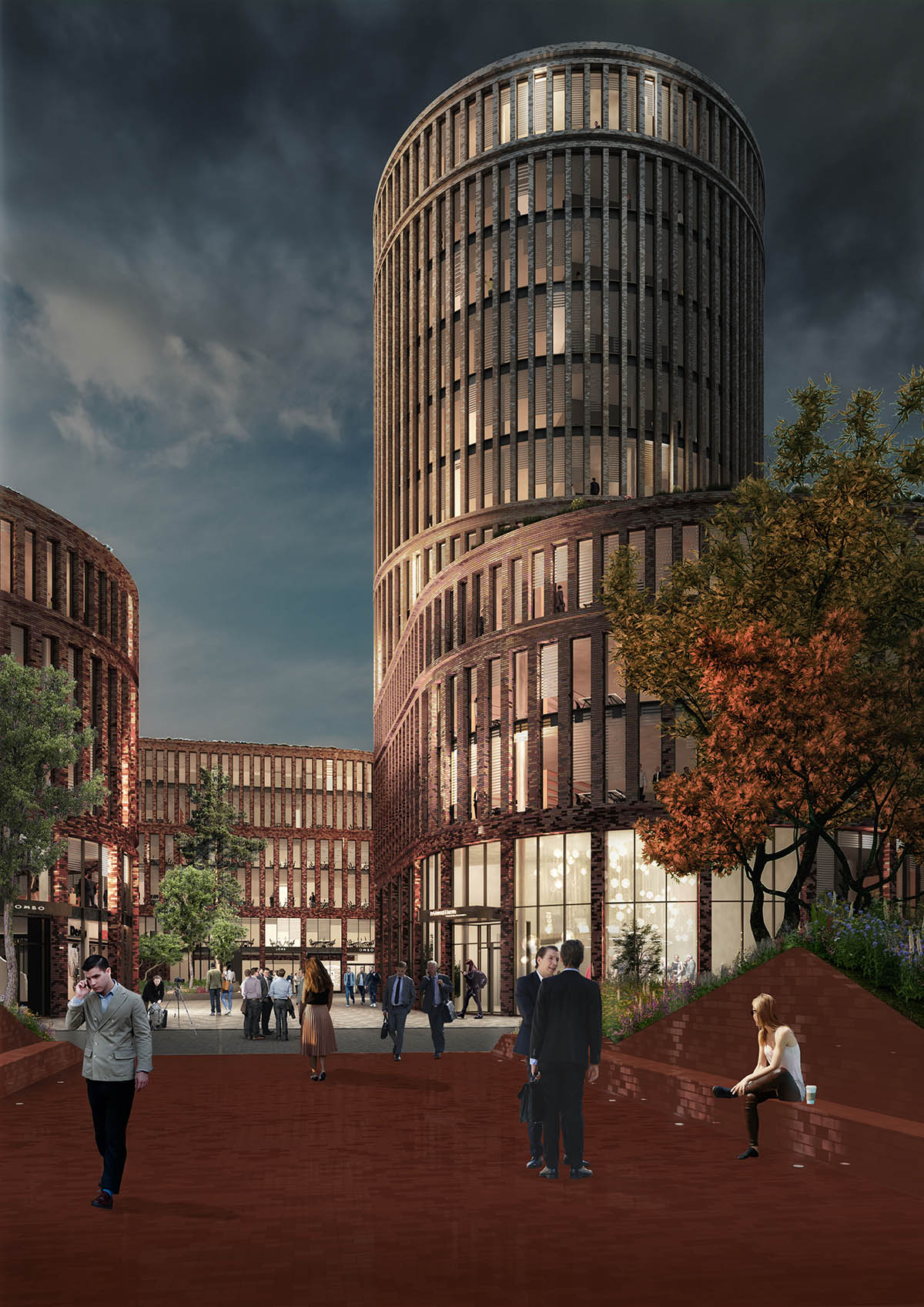 MVRDV's rounded office complex addresses to Łódź's industrial heritage with glazed brick facade