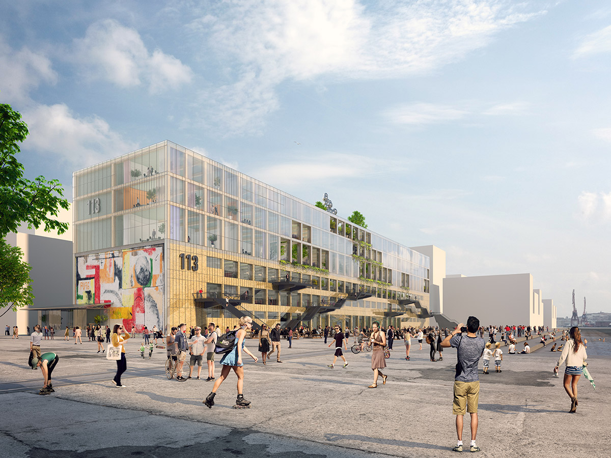 MVRDV and BSK Arkitekter transform former warehouse into cultural hub with transparent gridded facade