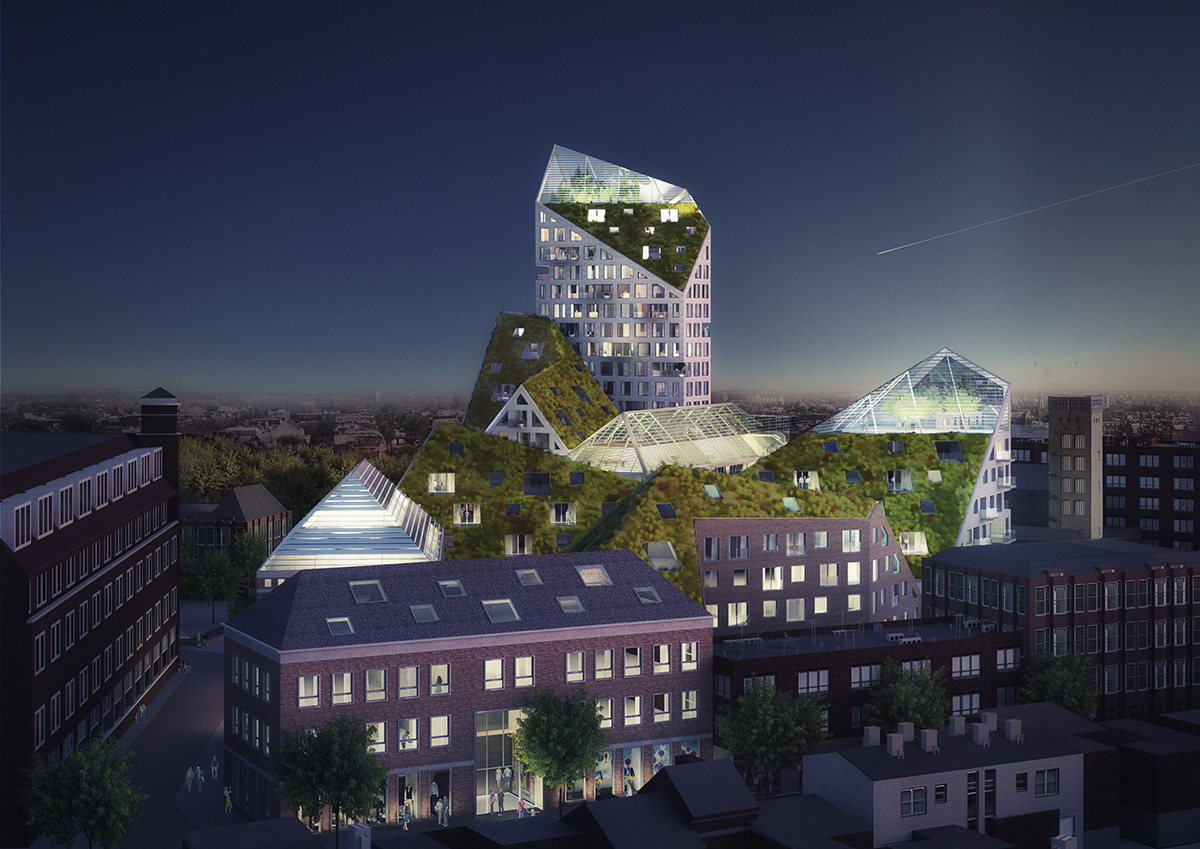MVRDV sparks Eindhoven’s sustainable ethos with jagged green-infilled residences