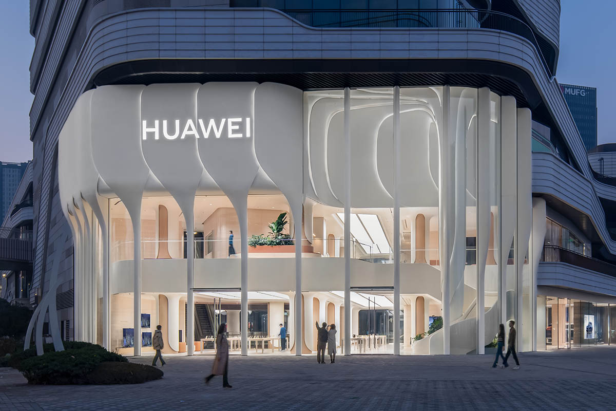 UNStudio creates monumental façade with petal-like columns for Huawei flagship store