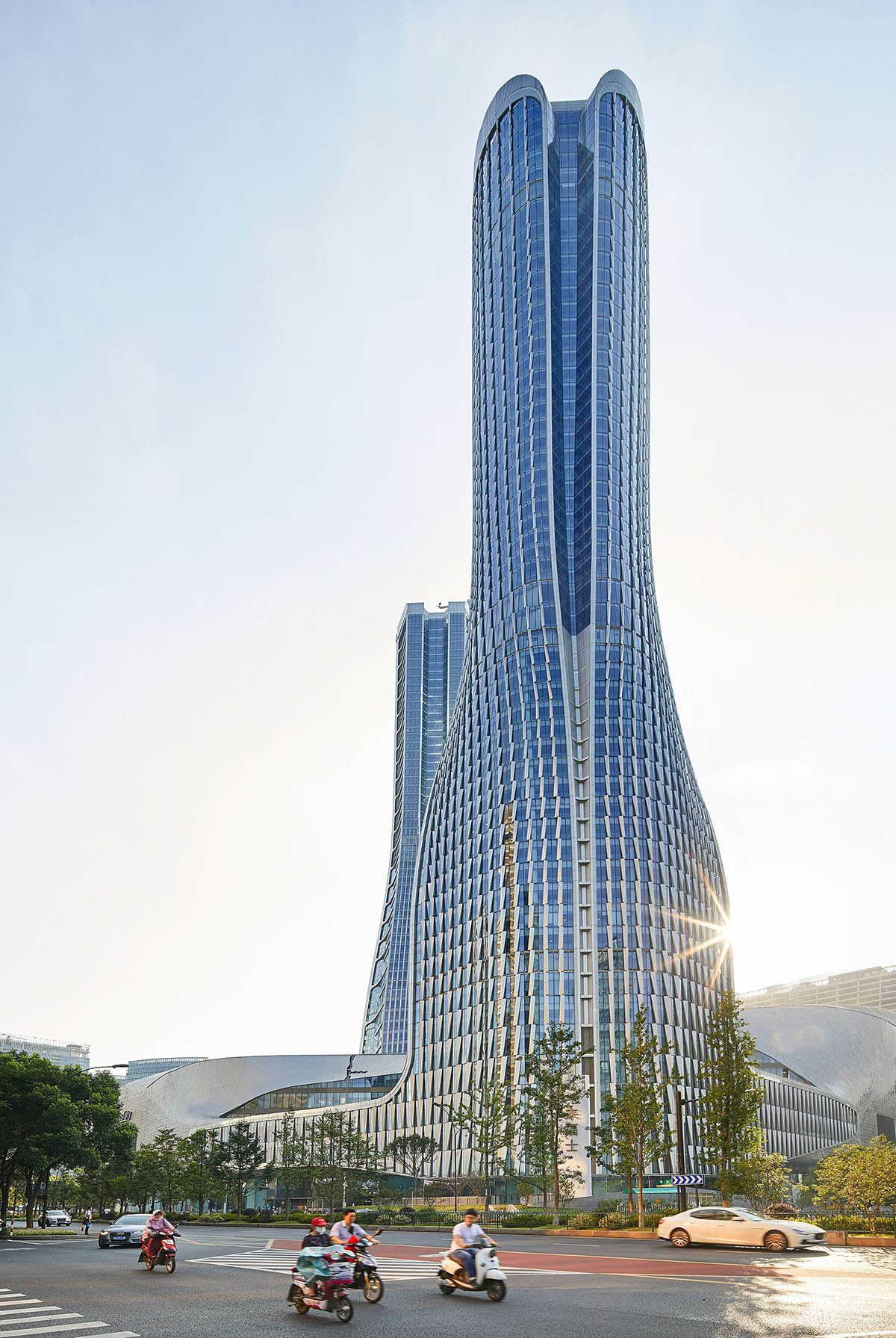 UNStudio completed Raffles City complex with twisted towers in Hangzhou