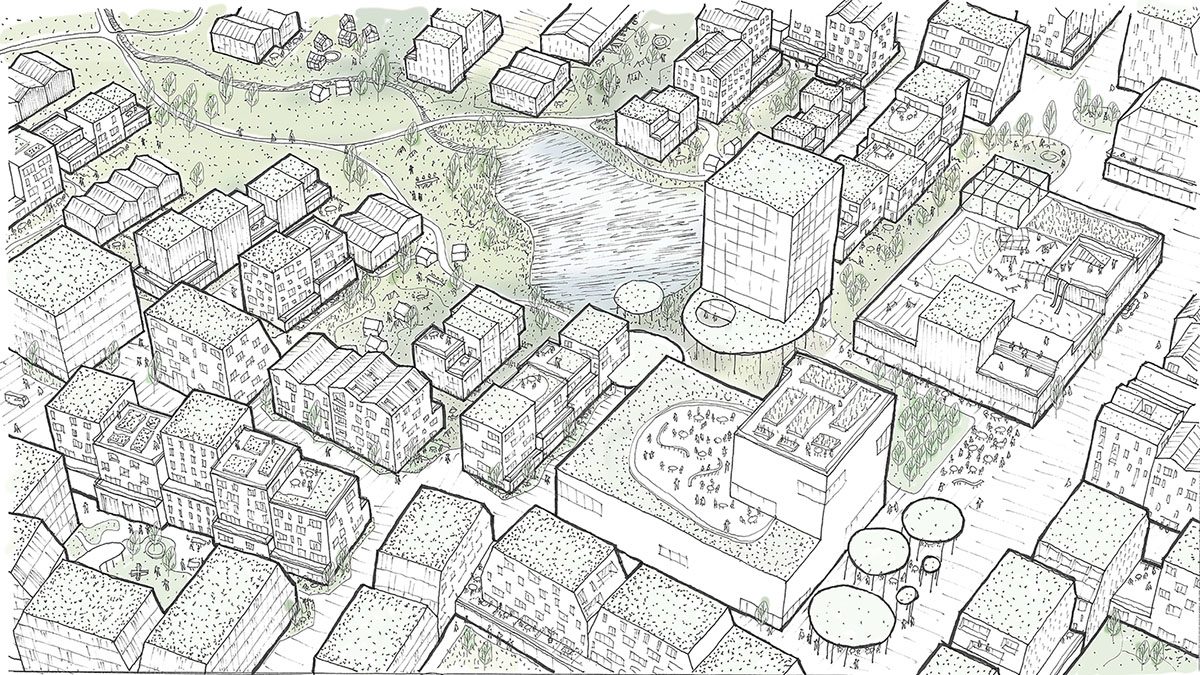 Henning Larsen Architects reinterprets community model with green public gardens in Sweden