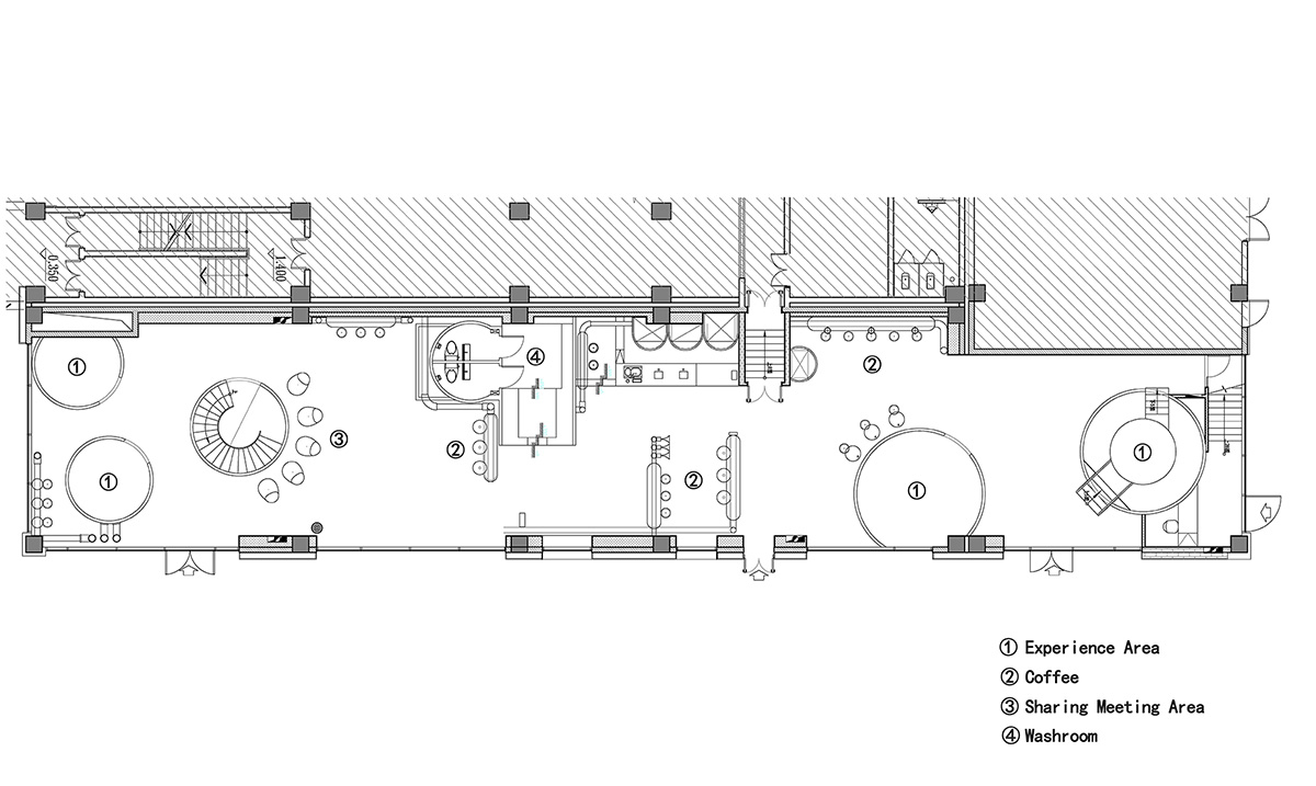 X+Living fills Shanghai's retail and shared office space with rounded details and machine-like rooms