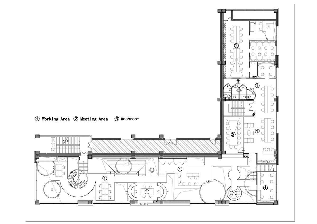 X+Living fills Shanghai's retail and shared office space with rounded details and machine-like rooms