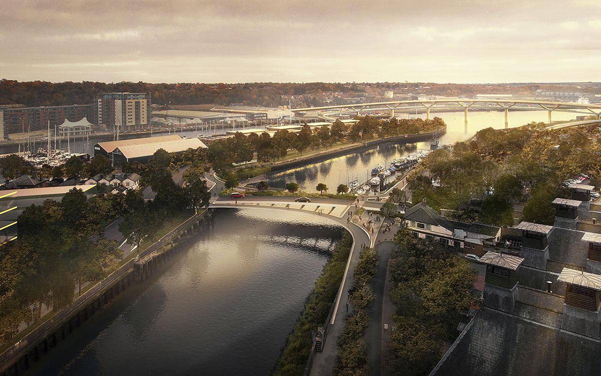 Foster + Partners proposes new bridges with public spaces to elevate Ipswich district